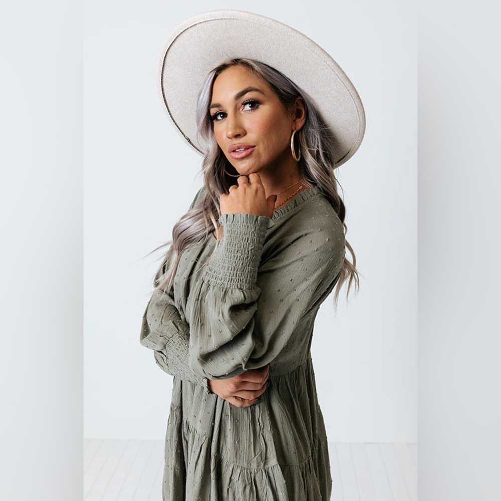 Sage Green Long Sleeve Shirt /Dress - Picture 4 of 6